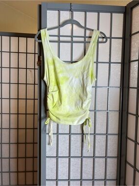 Hollister Bright Yellow Tie-Dye Ruched Tank Top